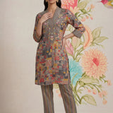 Raima Grey Printed Satin Co-ord Set for Women