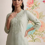 Suroor Mint Green Embroidered Chanderi Kurta Set