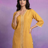 Yellow Embroidered Straight Kurta Set