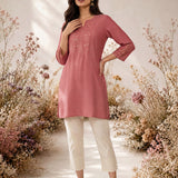 Pink Resham Embroidered Kurti