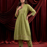 Spring Green Embroidered Chanderi Suit Set