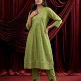 Spring Green Embroidered Chanderi Suit Set