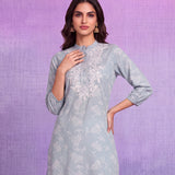 Spa Ethnic Motifs Embroidered Regular Thread Work Pure Cotton Kurta with Trousers