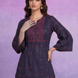 Purple Dori Embroidery Kurti with Palazzo