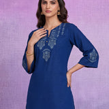 Royal Blue Floral Embroidered Co-ord Set