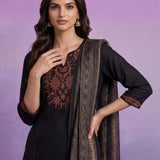 Black Embroidered Suit Set with Dupatta