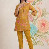 Chandrika Mustard Floral Printed Cotton Co-ord Set