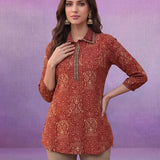 Red All-Over Printed Cotton Top