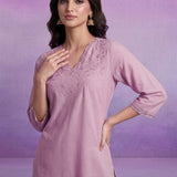 Pink Embroidered Straight Kurta Set