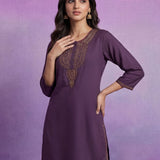 Purple Embroidered Suit Set and Dupatta