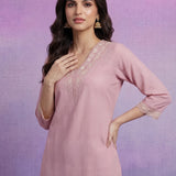 Pink mbroidered Suit Set with Dupatta