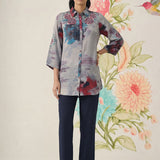 Liz Grey Printed Satin Shirt