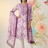 Kavya Fuchsia Printed Chanderi Suit Set with Dupatta