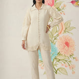 Ivory Embroidered Linen Co-ord Set