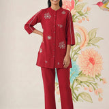 Chavi Red Embroidered Co-ord Set