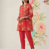 Chandrika Red Floral Printed Cotton Co-ord Set