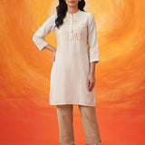 Sehr Ivory Embroidered Silk Kurti