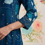 Bani Navy Printed Straight Kurti