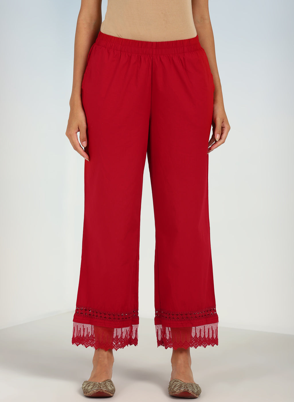 Red Straight-fit Palazzo