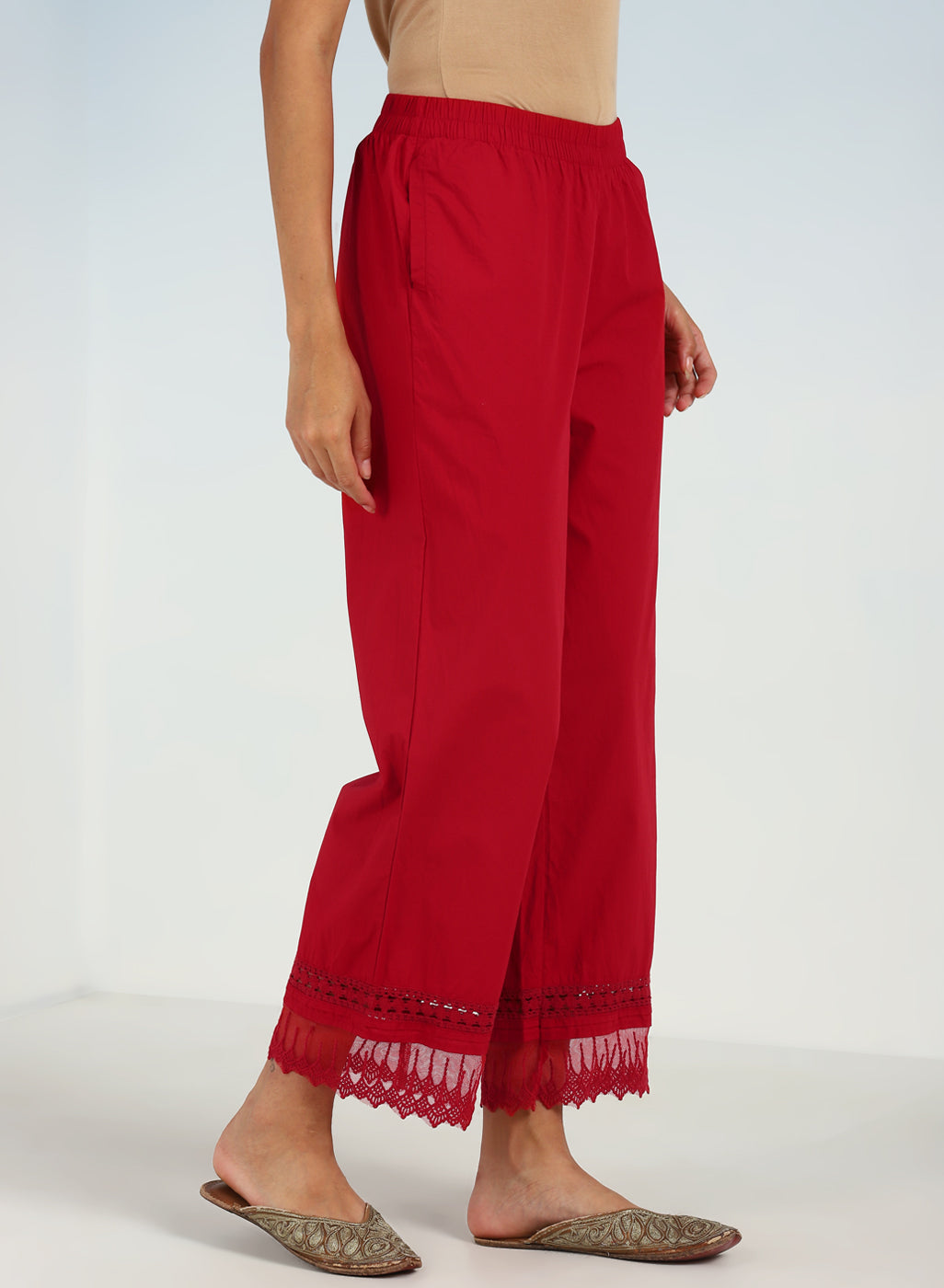 Red Straight-fit Palazzo