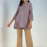 Beige Plain Straight-fit Pants with a Drawstring Waist and Pockets