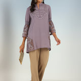 Beige Plain Straight-fit Pants with a Drawstring Waist and Pockets