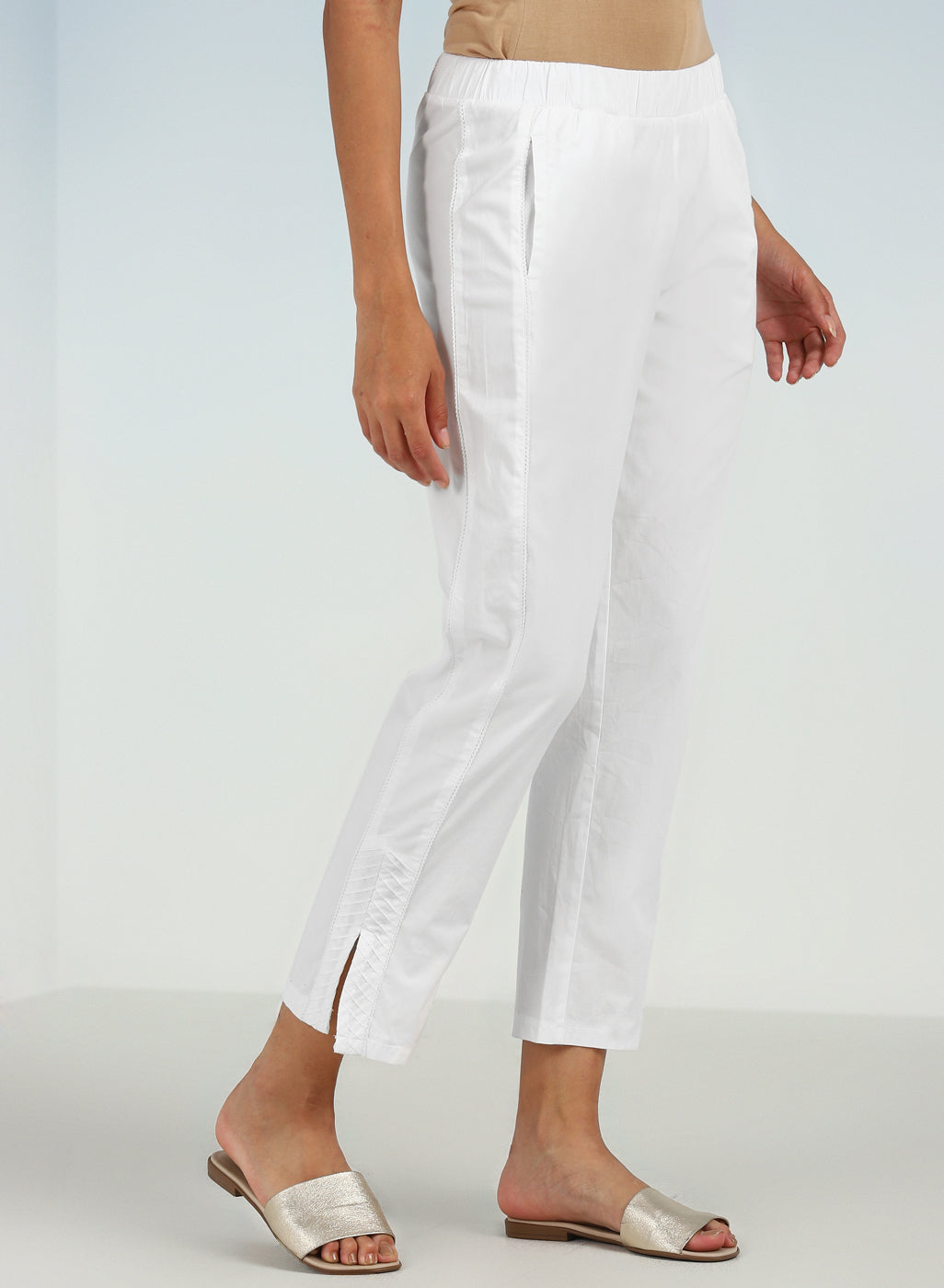 White Plain Straight-fit Pants
