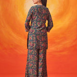 Saanjh Grey Floral Printed Suit Set with Dupatta