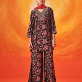 Saanjh Black Floral Printed Suit Set with Dupatta