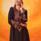 Ruh Black Embroidered Suit Set with Dupatta