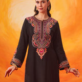 Ruh Black Embroidered Suit Set with Dupatta
