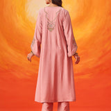Vaara Ariza Rose Pink Embroidered A-line Suit Set with Dupatta