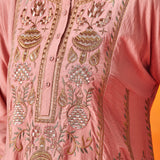 Vaara Ariza Rose Pink Embroidered A-line Suit Set with Dupatta