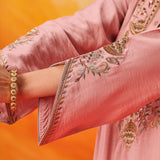 Vaara Ariza Rose Pink Embroidered A-line Suit Set with Dupatta