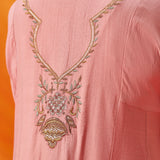 Vaara Ariza Rose Pink Embroidered A-line Suit Set with Dupatta