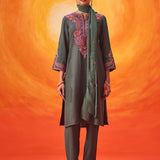 Ruh Green Embroidered uit Set with Dupatta