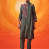 Ruh Green Embroidered uit Set with Dupatta