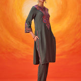 Ruh Green Embroidered uit Set with Dupatta