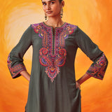 Ruh Green Embroidered uit Set with Dupatta