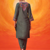 Ruh Green Embroidered uit Set with Dupatta