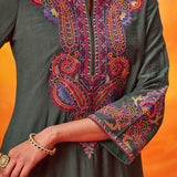 Ruh Green Embroidered uit Set with Dupatta