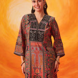 Aarzoo Grey Printed Suit Set with Dupatta