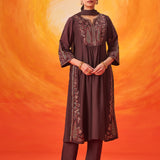 Raunaq Brown Zari-Embroidered Suit Set with Dupatta