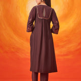 Raunaq Brown Zari-Embroidered Suit Set with Dupatta