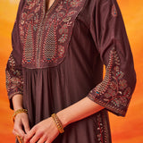 Raunaq Brown Zari-Embroidered Suit Set with Dupatta