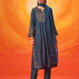 Raunaq Teal Zari-Embroidered Suit Set with Dupatta