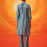 Anouk Blue Embroidered Straight Kurta Set