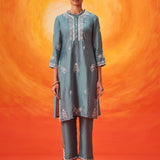Anouk Blue Embroidered Straight Kurta Set