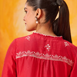 Anouk Red Embroidered Straight Kurta Set
