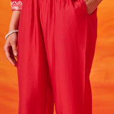 Anouk Red Embroidered Straight Kurta Set